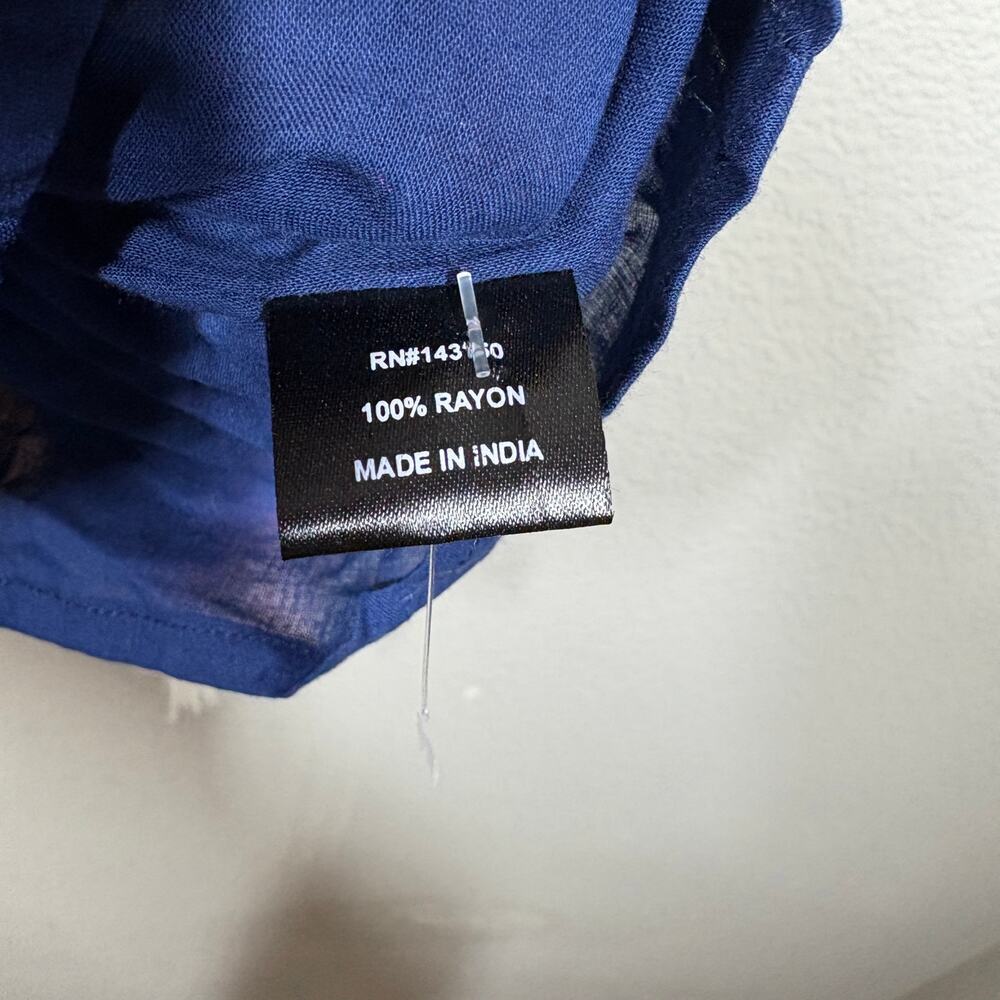 Chloe Oliver XS Palm Beach Tassel Off The Shoulder Summer Boho Dress Navy Rayon - Picture 9 of 9